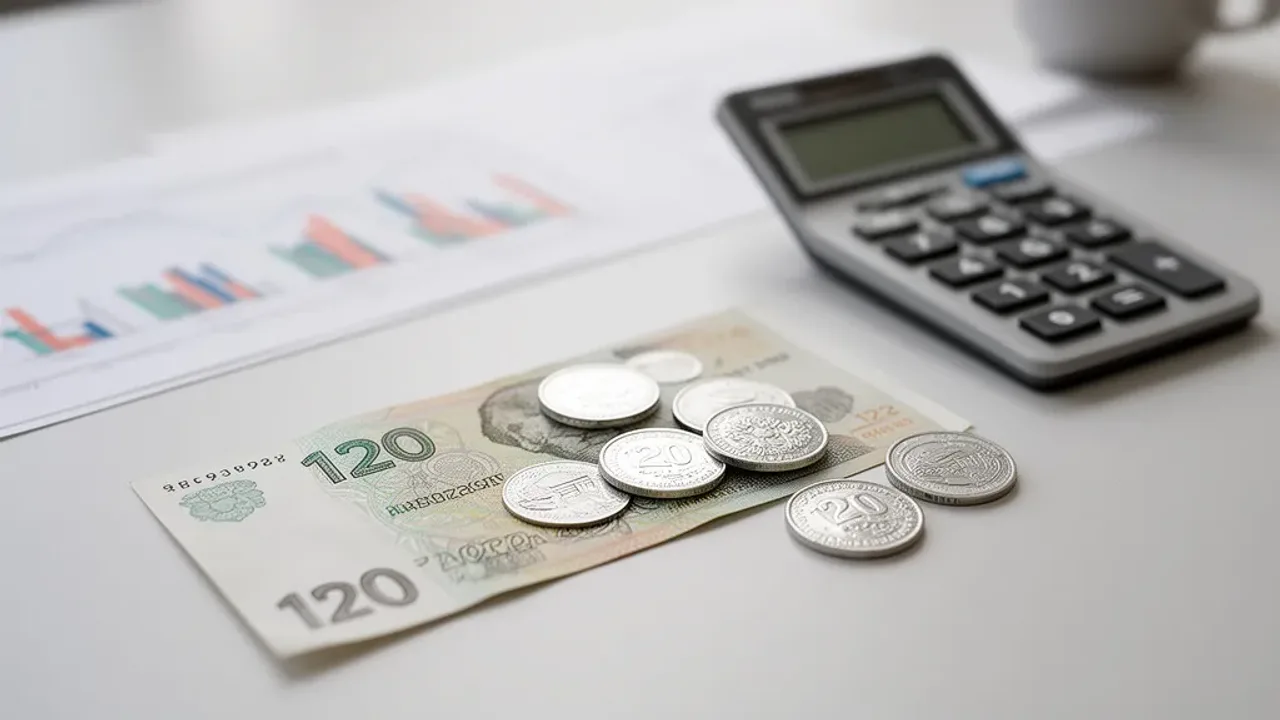 120 zł brutto ile to netto? Praktyczne wyliczenie dla pracownika Kalkulator wynagrodzeń prezentujący wyliczenie 120 zł brutto ile to netto na biurku z monetami.