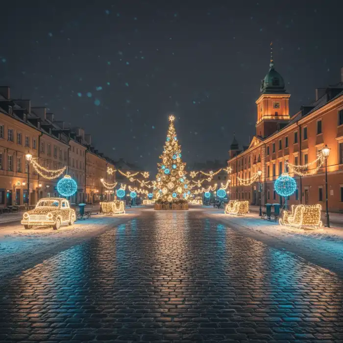 Iluminacje świąteczne Warszawa 2025/2026: Świąteczna iluminacja w stylu Christmas