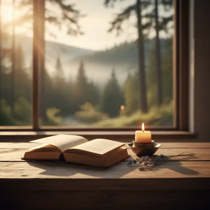 Mądre słowa po stracie bliskiej osoby: jak ukoić ból i przeżyć żałobę Otwarta książka z sentencjami jako mądre słowa po stracie bliskiej osoby symbolizujące ukojenie i pamięć.